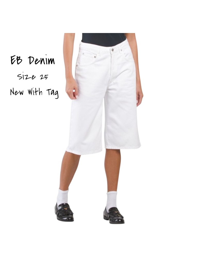 Eb Denim White Shorts Size 25 Knee Length Cutoff Denim New With Tags